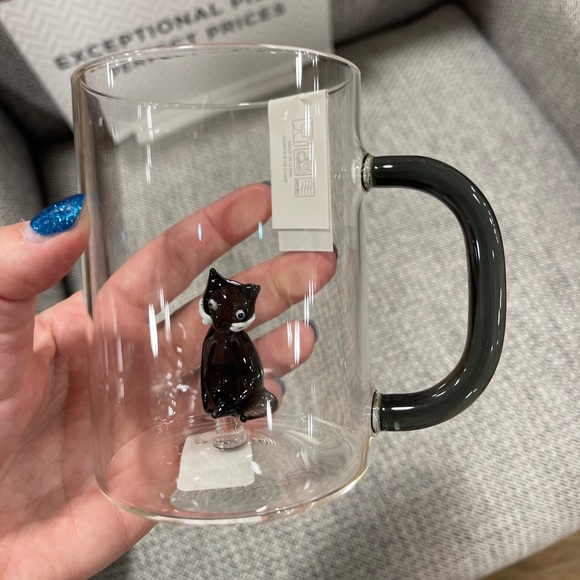 Halloween Black Cat 🐈⬛ Glass Cup with Black Handle and Glass Cat inside NWT - Picture 4 of 4